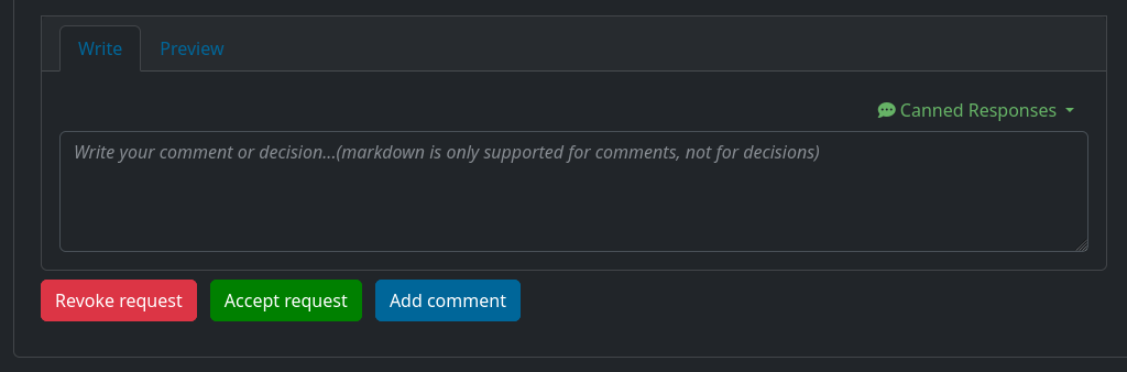 Review decisions and comment boxes combined