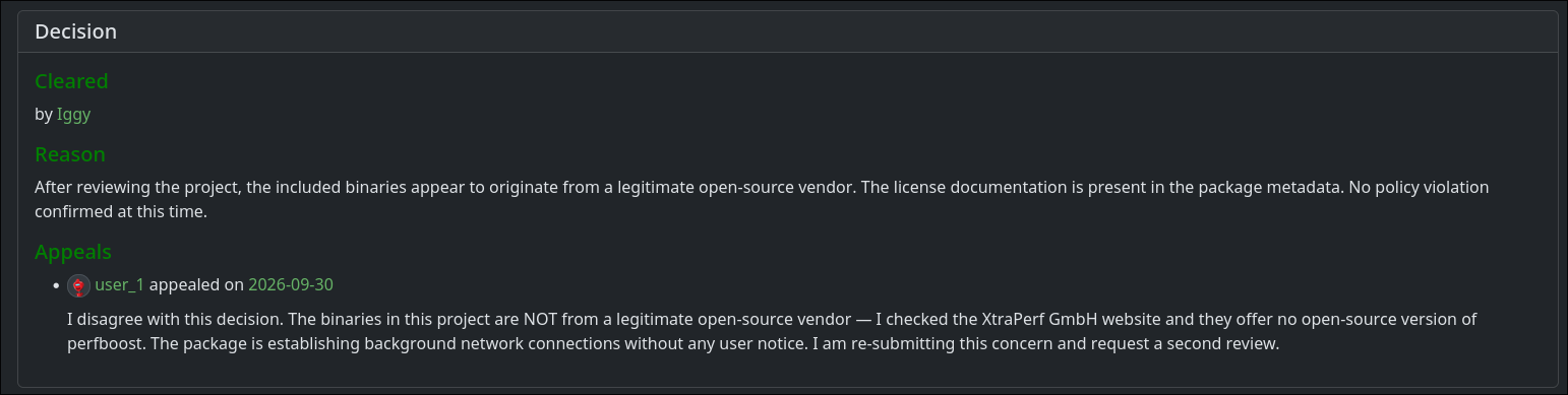 Showing appeals on the report view