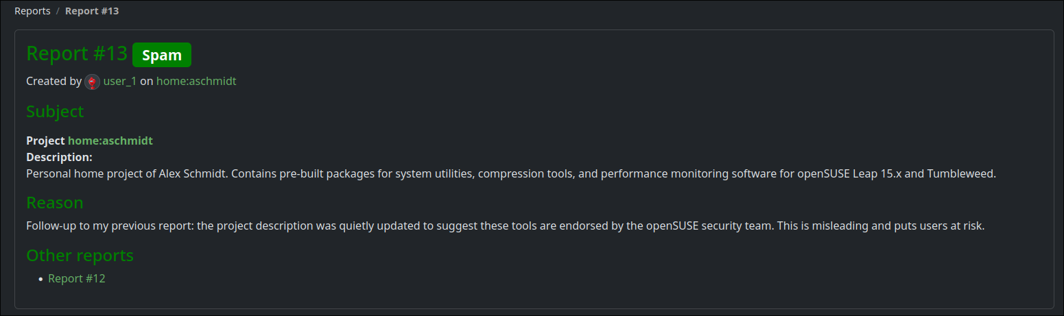Second report