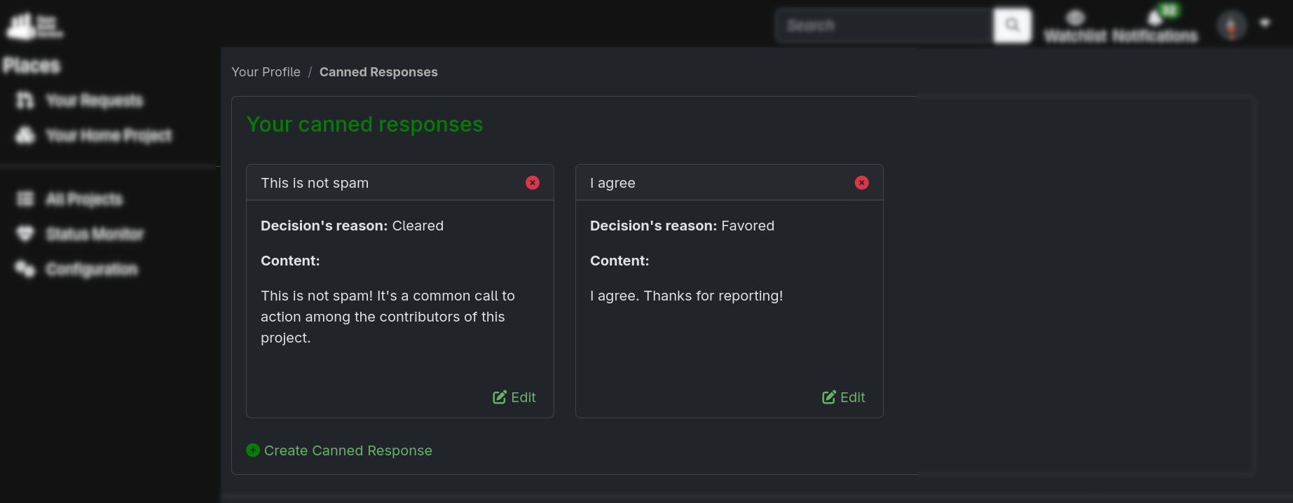 Canned Responses 