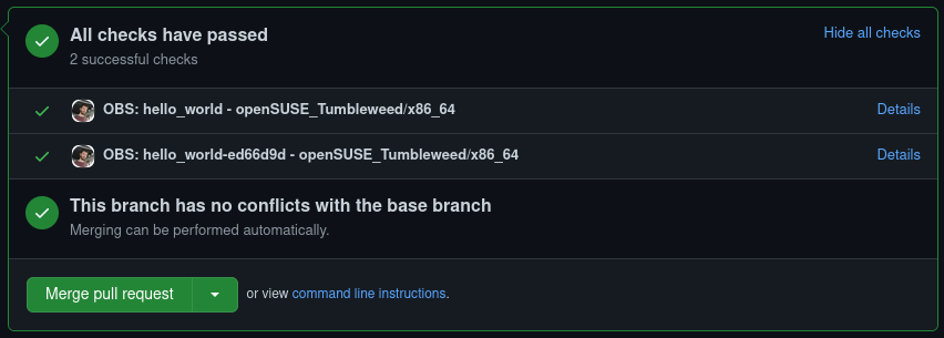 SCM checks display short commit SHA