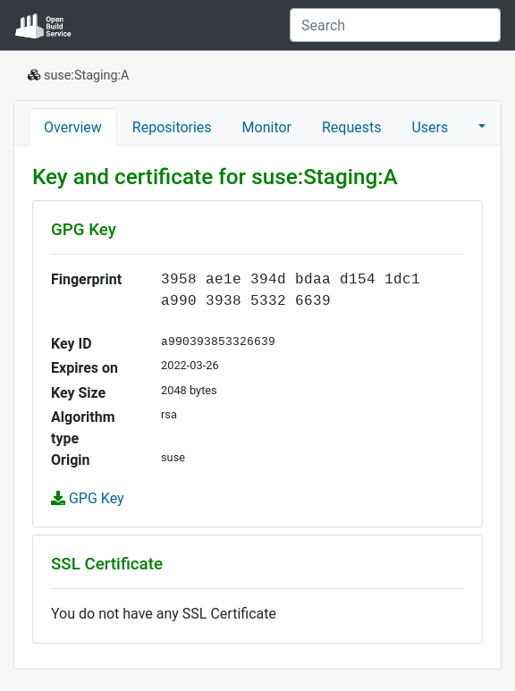 GPG Key and SSL Certificate